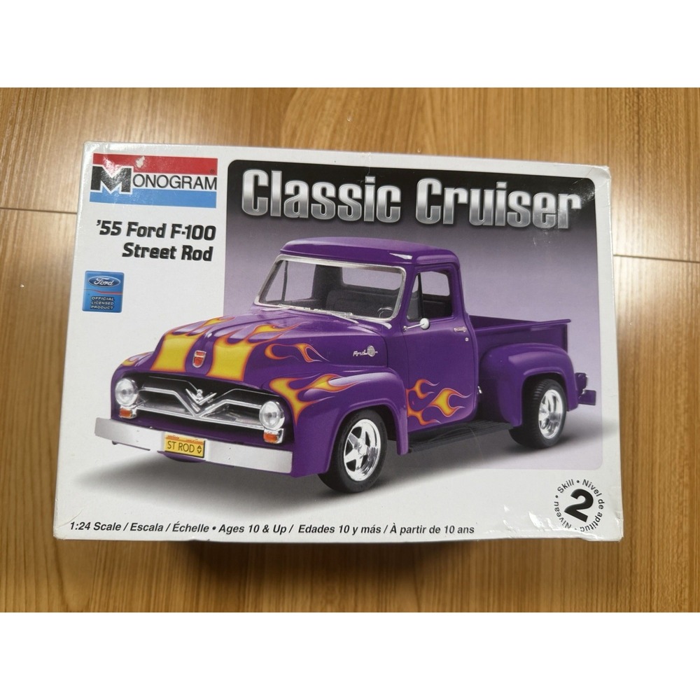 Monogram '55 Ford F-100 Street Rod Pickup 1/24 Model Kit #0880 Partially Started